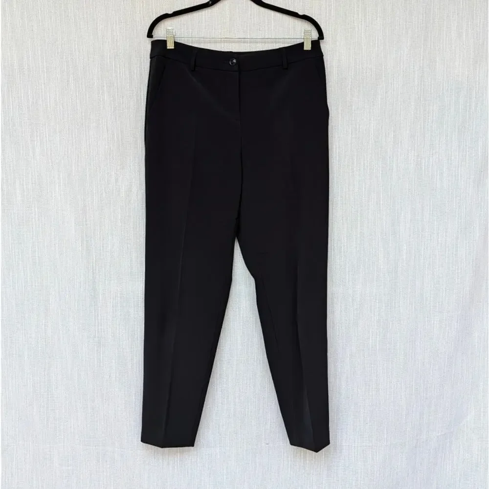 Moschino Boutique Trousers Womens 10 Black High-rise Tapered Chino Dress Pants